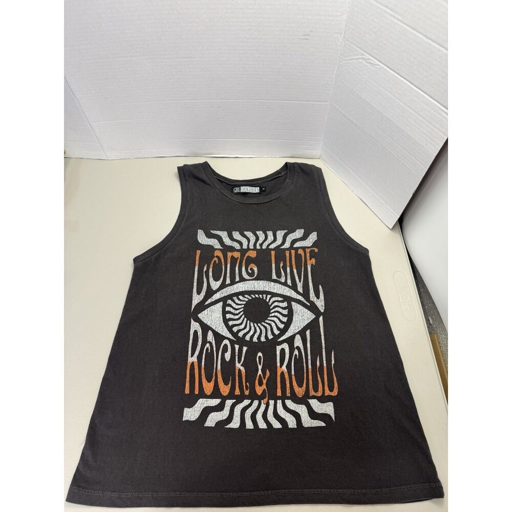 Girl Dangerous Long Live Rock & Roll Graphic Muscle Tank Top